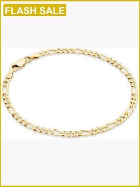 Sterling Silver Figaro Chain Bracelet, 7 Inch, Lobster Clasp, Unisex